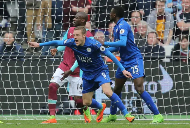 Vardy celebrates