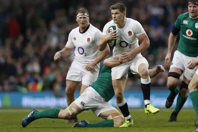 Owen Farrell is tackled