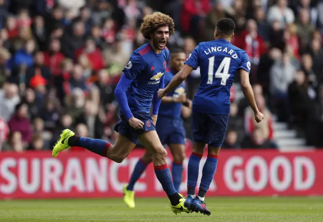 Fellaini celebrates goal