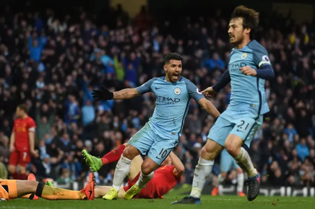 Aguero after goal