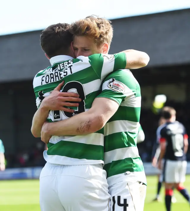 Celtic's James Forrest and Stuart Armstrong celebrate