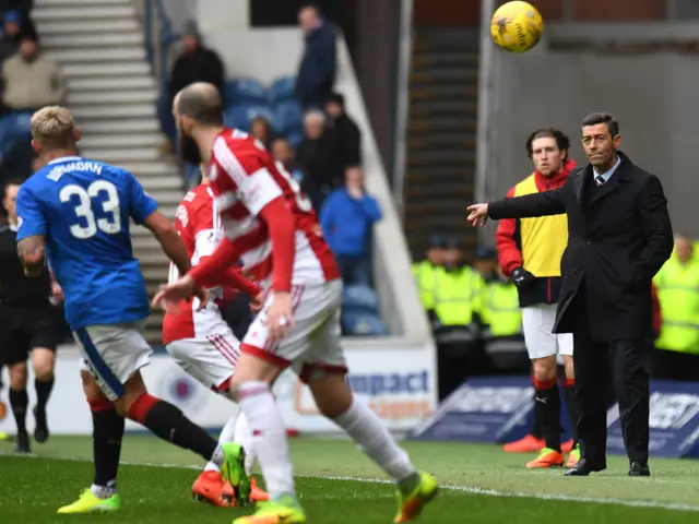 Pedro Caixinha on the touchline at Ibrox