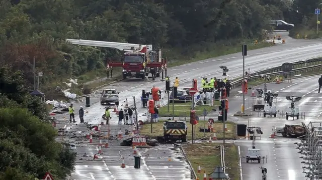 Emergency services at crash scene