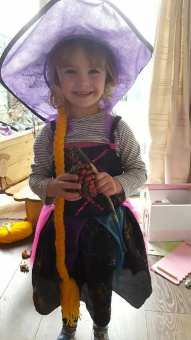 Ava, 3, as the witch from Room on the Broom