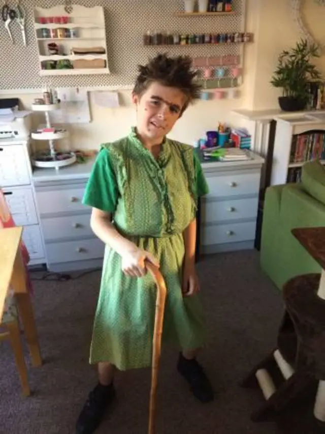 Flynn, 10, as Mrs Twit