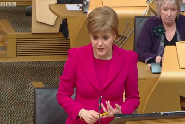 
          Ms Sturgeon says the Child Poverty Bill aims to lift children out of poverty
        