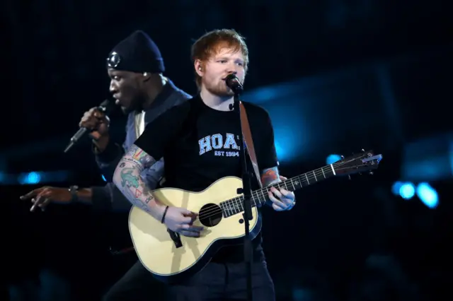 Ed Sheeran and Stormzy at the Brits