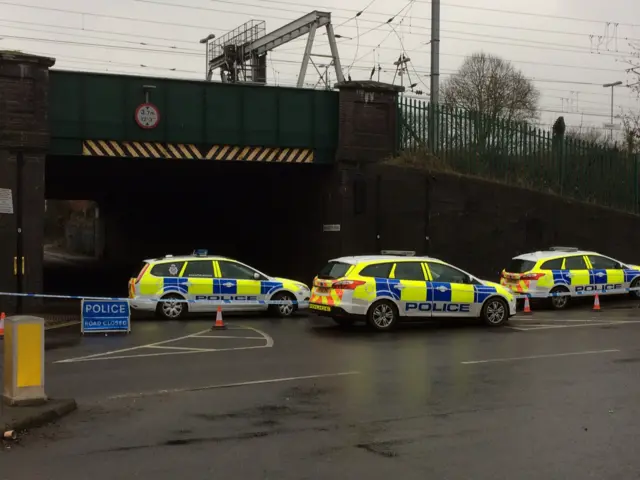 Police cars near Ancaster Road