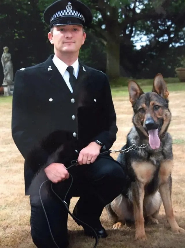 PC Dave Wardell and police dog Finn