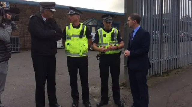 Justice Secretary Michael Matheson with senior officers