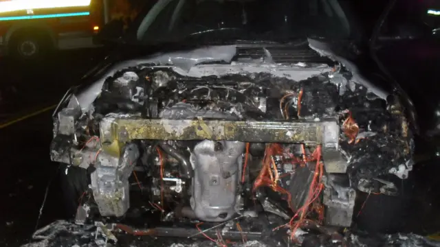 Front of car after fire