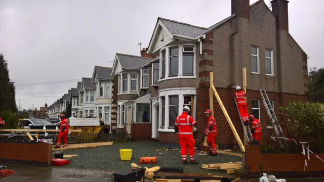 Fire crews securing house