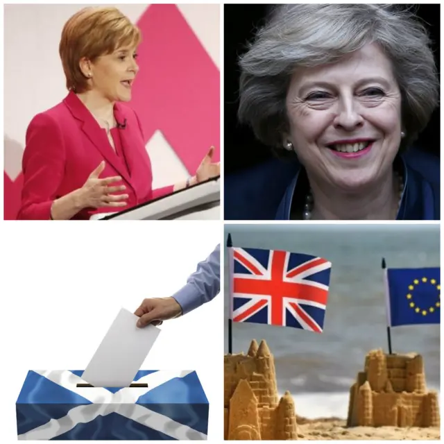 Montage with Nicola Sturgeon and Theresa May