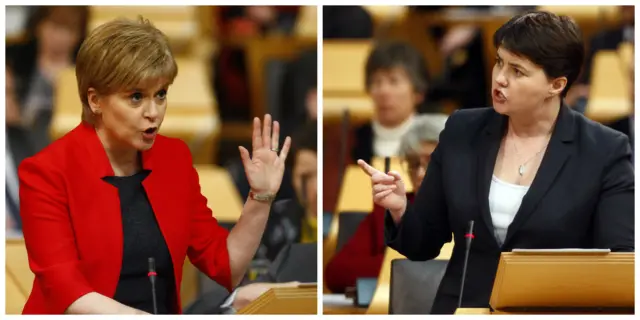 
          Nicola Sturgeon and Ruth Davidson will clash over indyref2 again tomorrow.
        