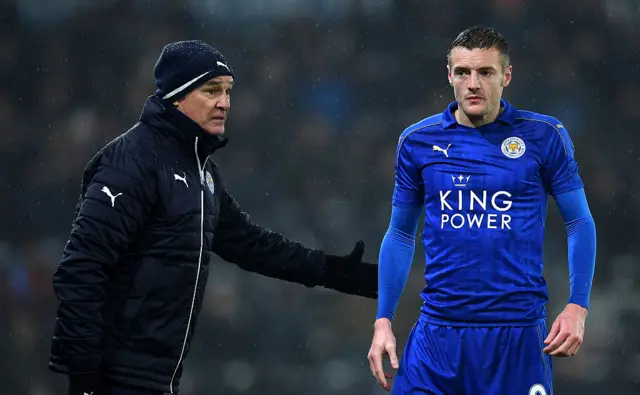 Jamie Vardy with Claudio Ranieri