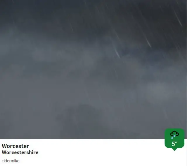 Rain and dark cloud over Worcester