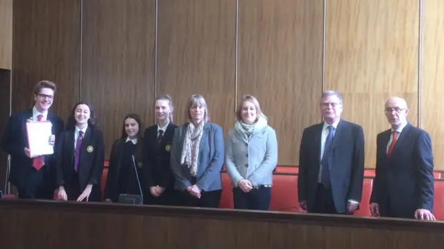 Campaigners handing over their petition to Councillors