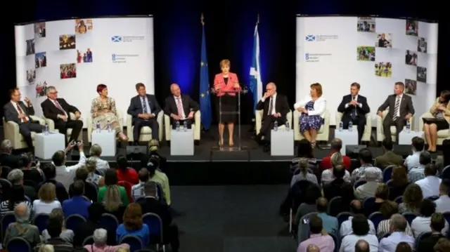 
          Ms Sturgeon hosted the question and answer session with EU nationals after a Scottish cabinet meeting in Edinburgh
        