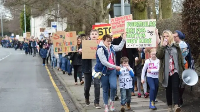 Protesters in Sandbach