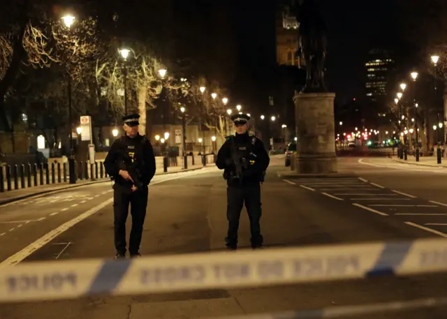 police stand guard