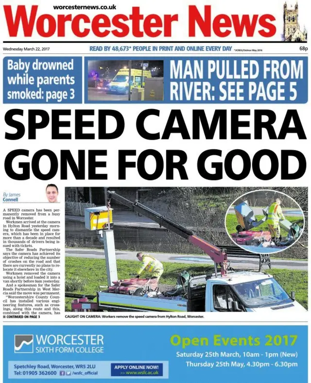 Worcester News front page