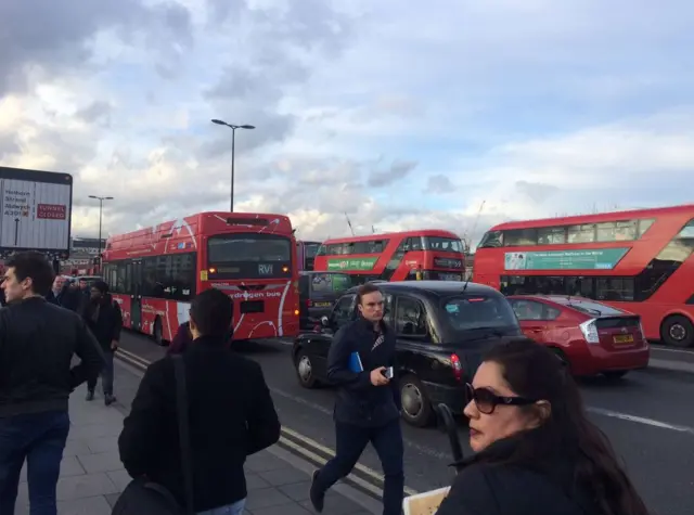 Traffic on Waterloo bridge