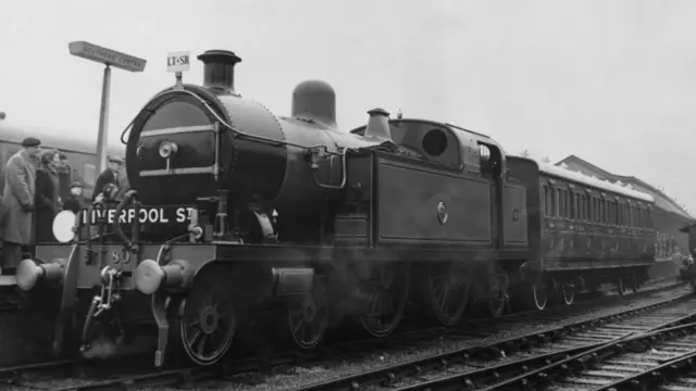 
          The London, Tilbury and Southend Railway (LTSR) 80 Class 4-4-2T suburban tank engine locomotive Thundersley in 1956
        