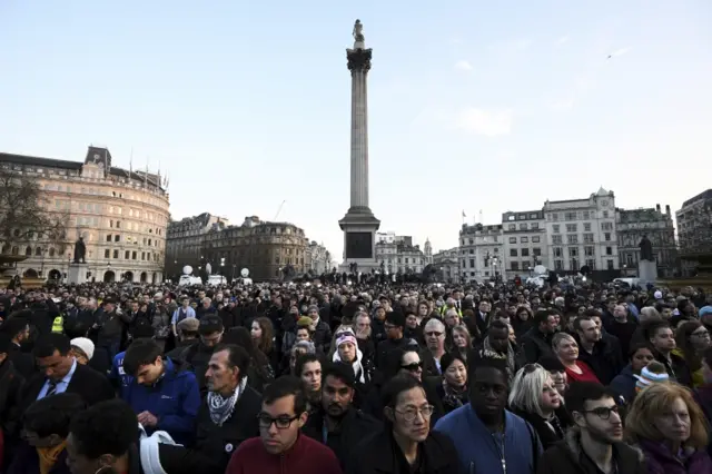 Crowds at Trafalgar Square