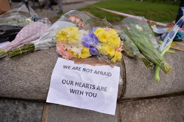 Floral tributes near attack scene