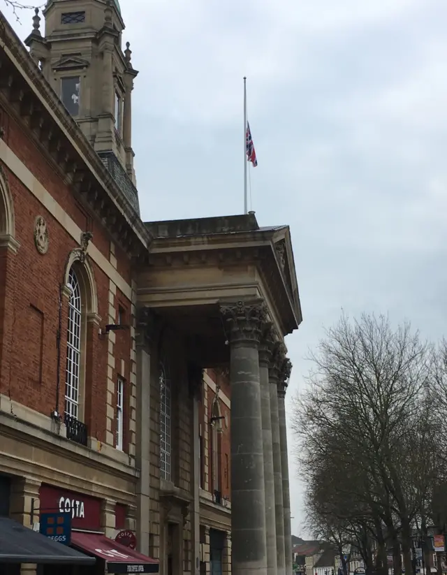 Flag flying at half mast