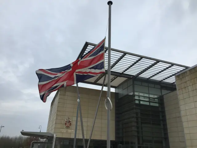 Flag at half mast in Cambourne