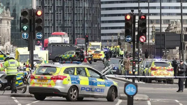 The scene in Westminster in London