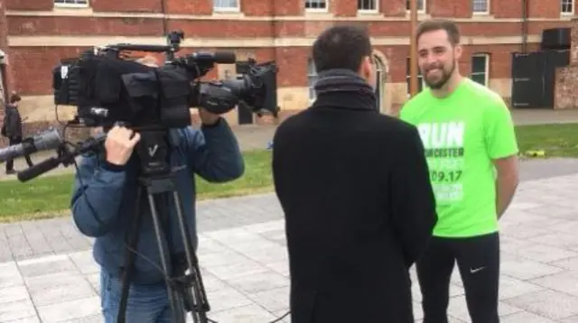 Marathon runner Ben Smith speaking to Dan Pallett