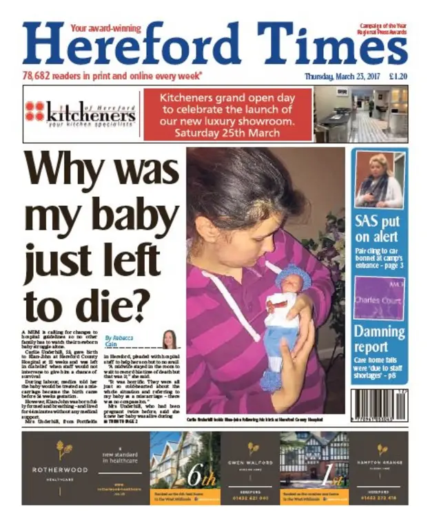 Hereford Times front page