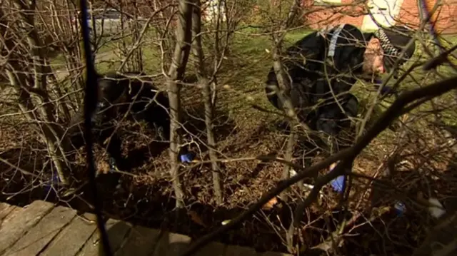 Police search flower bed