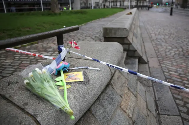 flowers left at the cordon