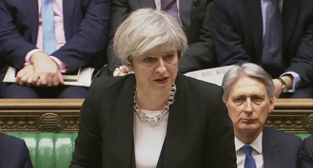 Theresa May addresses Parliament