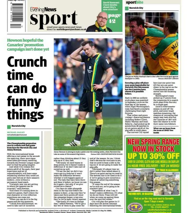 Norwich Evening News back page