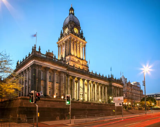 Leeds Town Hall in evening