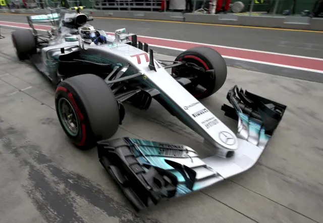 Bottas enters the pit lane