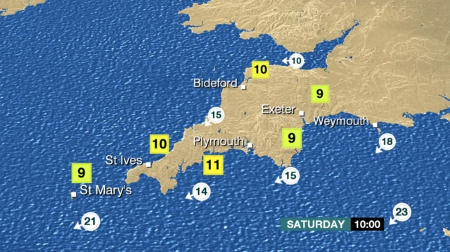 Saturday's weather map