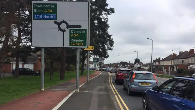 Queuing traffic in Stafford