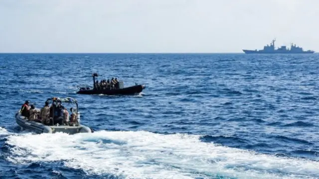 European naval boats on the sea