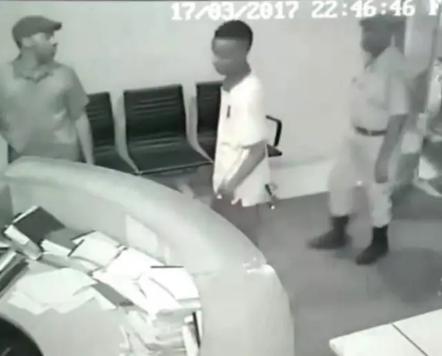 
          Dar es Salaam regional commissioner Paul Makonda (L) viewed on cctv camera footage
        