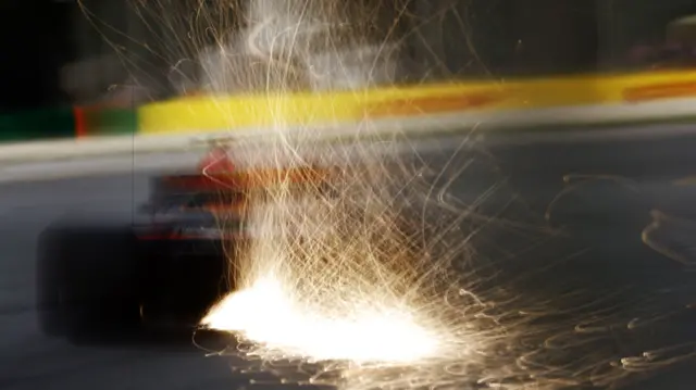 Sparks from Verstappen's car