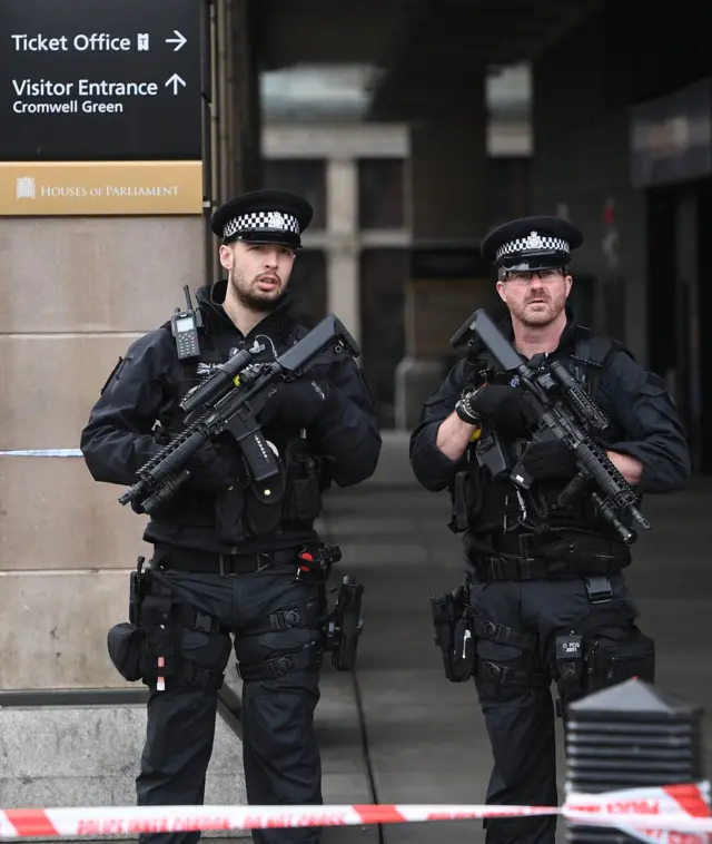 Armed police outside Parliament