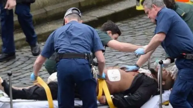 
          Khalid Masood was shot at the scene of the Westminster attack
        