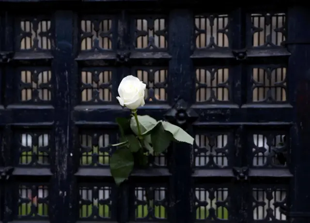 White rose in Palace of Westminster gates