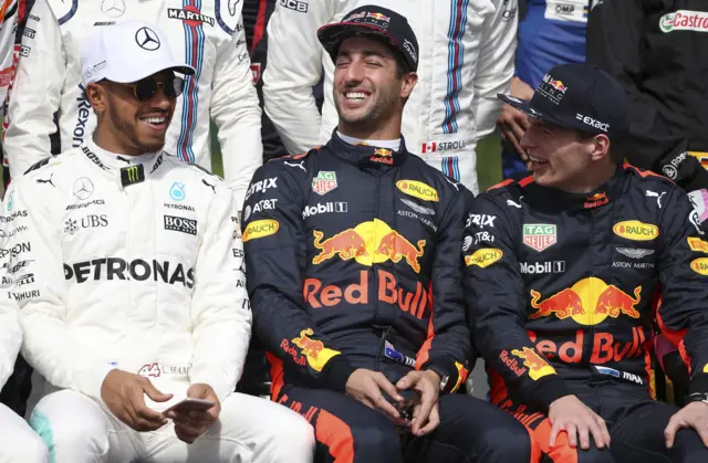 Hamilton, Ricciardo, Verstappen