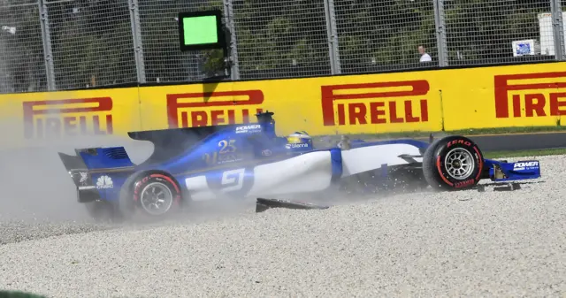 Marcus Ericsson of Sweden spins off the track